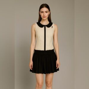 NWT Fracomina Women's Dress Beige Black Size M 40’s Retro Pinup Cocktail Mob